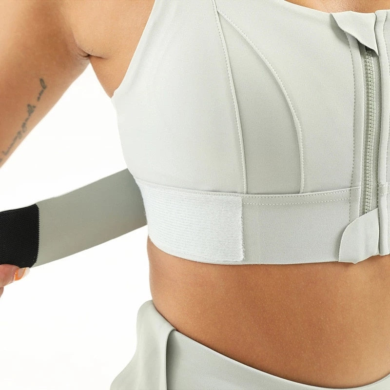Sports Bra Women's Shockproof Front Zipper Closure Adjustable Straps High  Impact