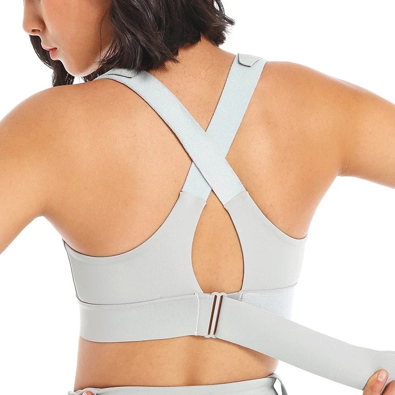 Shockproof Front Zipper Adjustable Strap Sports Bra – OptimalBack
