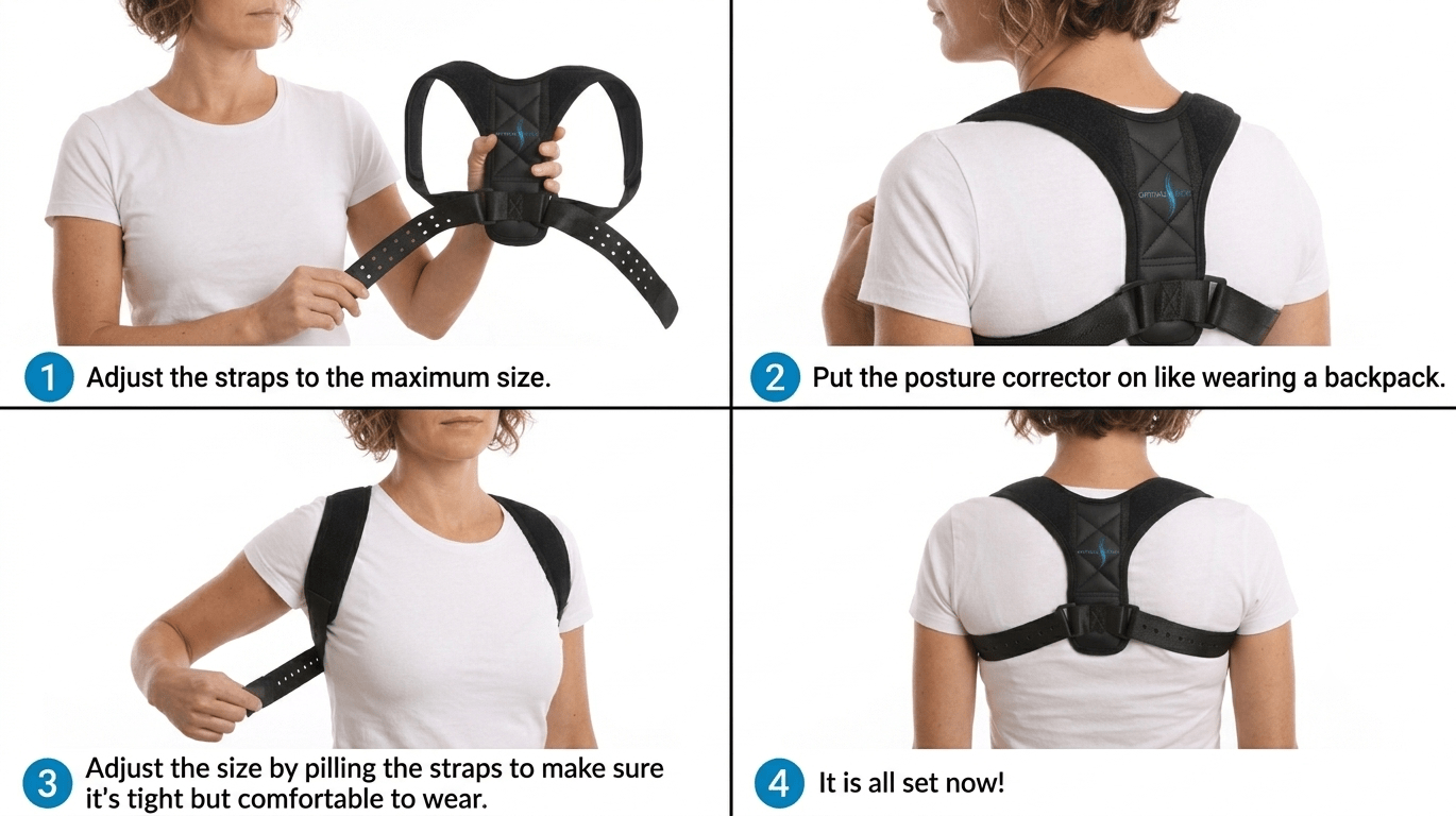 Posture Corrector Brace – Adjustable, Breathable - OptimalBack